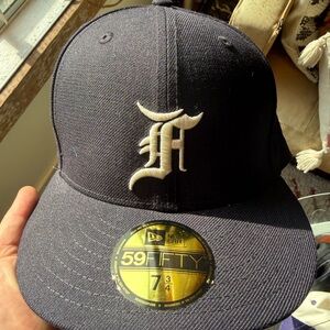 Essentials fear of god Green and Navy Fitted Cap hat full Bak